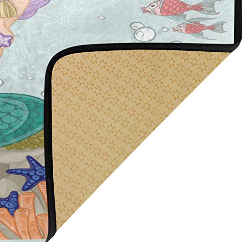LNAGT Area Rugs Mermaid Coral Area Carpets Soft Non-Slip Runner Rug for Living Room Entryway Kitchen Mat Doormat 3920 inch