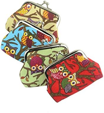 Fashion Women's Cute Owl Classic Exquisite Buckle Mini Coin Purse (4 Pack)