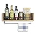 Rustic State William Wall Mount Wood Floating Shelves with Rail & Towel Bar - Spice Rack Display - Kitchen Bathroom Living Room Bedroom Décor Storage Organizer - Set of 2 - Stained Walnut