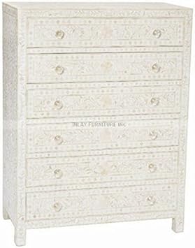 Amazon Com White Mother Of Pearl Floral Chest Of Drawer Handmade