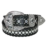 CTM Women's Western Belt with Rhinestones and Studs, X-Large, Black