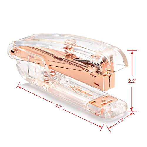 Zodaca Deluxe Acrylic Rose Gold Stapler, Heavy Duty 15 Sheets Capacity, Medium Size [5 X 2 x 1.3 inches], Staple Size: 1/4 inch - Thumbnail 5