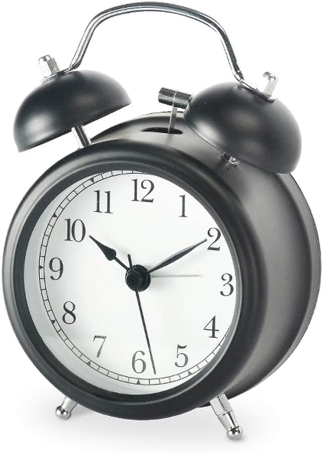 Electronic Mechanical Alarm Clock cute Silent Night Light Sleep Timer Twin Bell Metal Clocks for Kids,heavy sleepers Bedside and Bedroom（11.5 * 14 * 5.5 CM）
