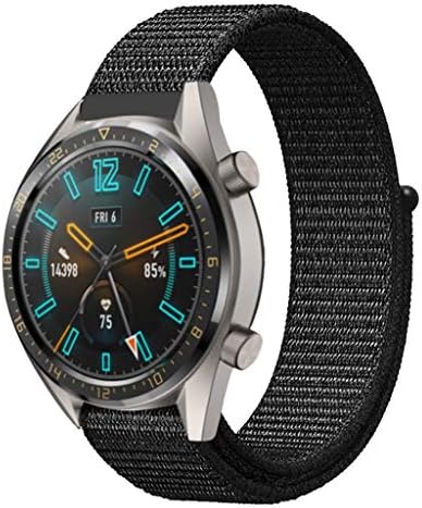 OUFENLI Watch Band for Huawei Watch GT,Nylon Replacement Quick Release Bracelet Adjustable Sport Loop for Huawei Watch GT (Black)
