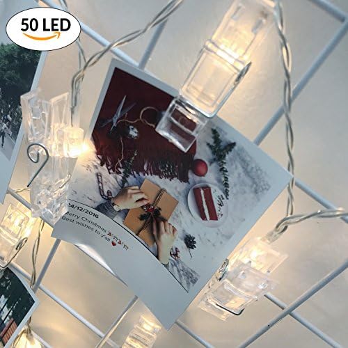 Photo Clips String Lights, 50 LED Battery Operated Starry Firefly Decoration Strand Lights, 17 Feet Fairy Twinkle Lights for Wedding Christmas Decor (Warm White) by TOYSMORE