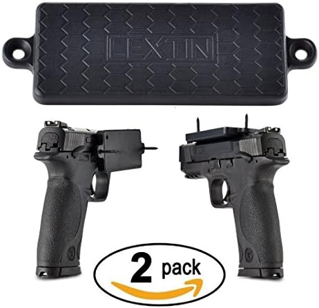 Magnetic Gun Mount With Adhesive Backing-Rubber Coated 43lb Rated Magnet For Vehicle And Home - Concealed Holder For Handgun, Rifle, Shotgun, Pistol, Revolver, Magazine- Holster - Firearm (2 pack)