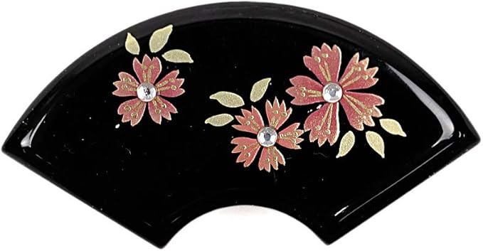 Amazon Co Jp 帯留 黒 ブラック 扇 花 なでしこ 撫子 和 和柄 蒔絵 三分紐 シンプル 可愛い おしゃれ 大人 粋 上品 シック 帯留め 帯締め ネコポス No 10 1157 服 ファッション小物