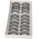 Dimart 10 Pairs Black Long Thick Soft Reusable False Eyelashes Fake Eye Lash for Makeup Cosmetic