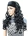 Kalyss 3/4 Half Wig With Black Headband Women's Black Color Long Curly Wavy Synthetic Wig for Women