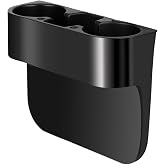 AULESSE 2PCS Seat Wedge Cup Holder for Car, Seat Gap Filler Cup Organizer Storage Box with Coaster(Black)