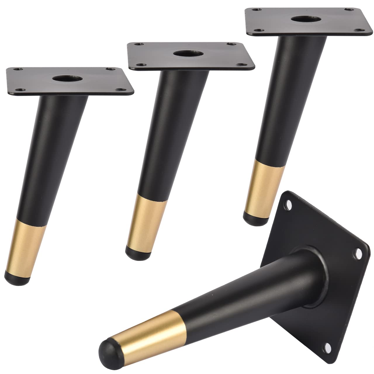 TCHOSUZ 10 inch / 25cm Metal Furniture Legs, Pack of 4 Mid Century Modern Oblique Tapered Replacement Feet for Home DIY Projects Table Sofa Couch Chair