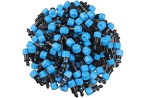INANNING 100PCS 0-260L/H Adjustable Irrigation Drippers Sprinklers 1/4 Inch Emitter Dripper Micro Drip Irrigation Sprinklers for Watering System (Blue)