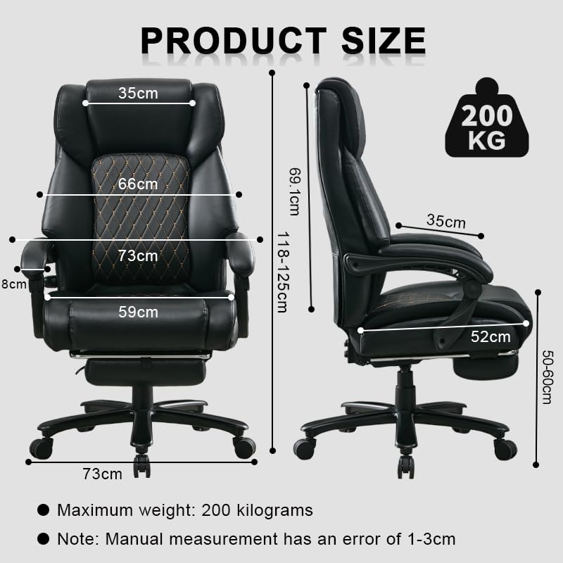 BRTHORY Bürostuhl 200KG mit Lendenwirbelstütze für Rückenschmerzen Ergonomischer Chefsessel, hohe Rückenlehne dick gepolstert Starke Metallbasis leise Räder Schreibtischstühle, 135° 2