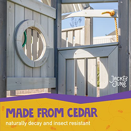Jack & June Haven II Cedar Swingset with Swings, Slides, and