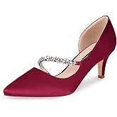 ERIJUNOR Women Mid Kitten Heels Closed Pointy Toe D’Orsay Pumps Wedding Party Shoes