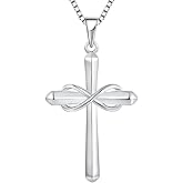 STARCHENIE Infinity Cross Necklace for Women 925 Sterling Silver Polished Cross Pendant Crucifix Jewelry Gifts