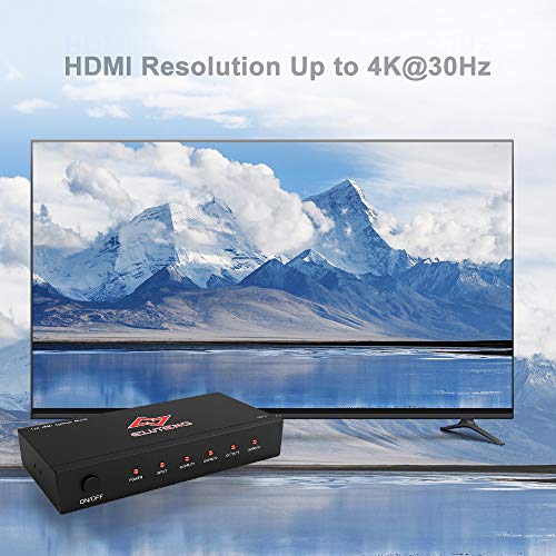 HDMI Splitter 1 in 4 Out, ELUTENG HDMI Switcher 4K Powered Adatper Supports Up to Ultra HD 3D 1080P HDMI Switch Compatible with STB PC PS4 DLP Xbox DVD Player Blu-ray to HDTV