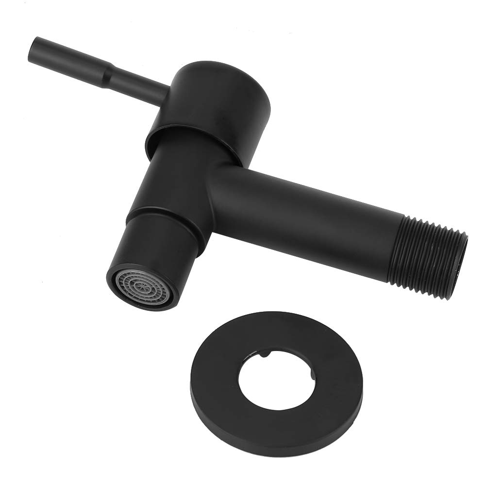 Combort Water Tap, Male Thread G1/2in Single Cold Faucet Stainless Steel Black Sink Faucet Mop Pool Water Tap for Bathroom Toilet Balcony Kitchen