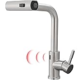 GIMILI Touchless Kitchen Faucet with Pull Down Sprayer, 15” Hight Brushed Nickel Single Hole Handle Kitchen Sink Faucets