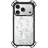 CASETiFY Bounce iPhone 17 Pro Case [Shockproof/Compatible with Magsafe / 21.3 ft. 7X Military Grade Drop Protection] - Small Blue Flowers - Clear Black