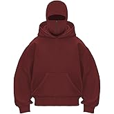 EUDOLAH Men's Balaclava Hoodie Half Zipper Jacket Double Hooded Sweatshirt Wind Resistant Athletic Coat