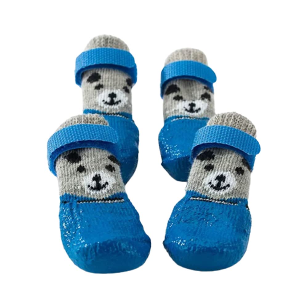 TOPJINZHIONE Waterproof Dog Boots - Anti slip Paw Protective Cover for Small Dogs, Rain and Snow Boots, Blue Medium