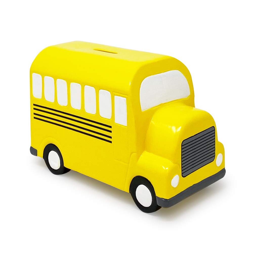 Isaac Jacobs Ceramic Yellow School Bus Coin Bank, Vehicle Money Bank ...