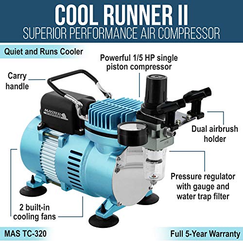 Master Airbrush Cool Runner II Dual Fan Air Compressor Airbrushing