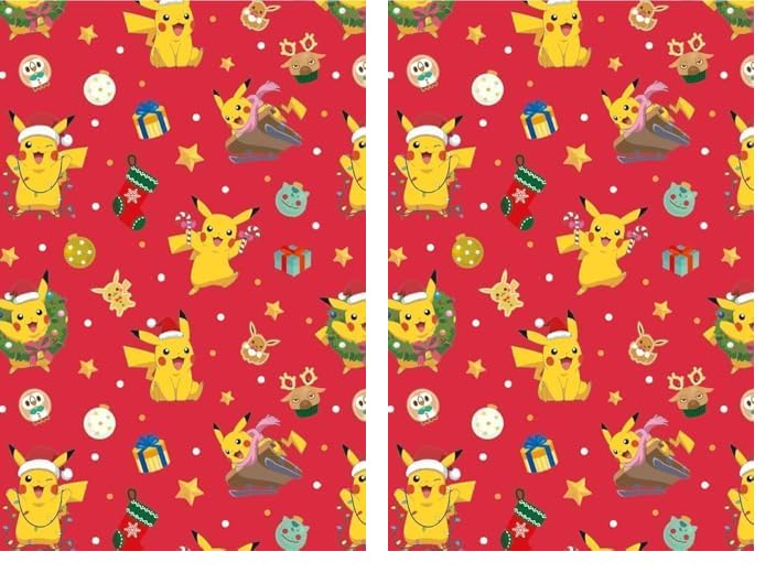Danilo Promotions Pokemon Wrapping Paper - 4 Sheets, 4 Tags, Christmas Wrap, Multi (Pack of 2)