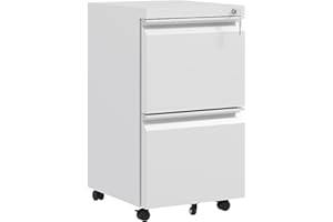 Vinsetto Mobile Vertical Filing Cabinet with Lock, 2-Drawer Steel File Cabinet with Adjustable Hanging Bar for Letter, A4 and