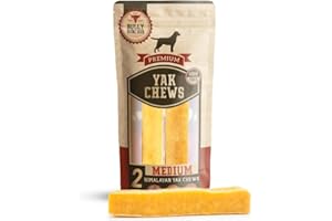 Bully Bunches Medium Authentic Yak Cheese Himalayan Chews for Medium & Small Dogs - All Natural Dog Treat Dental Chews, Made with Real Yak Milk - Lactose & Rawhide Free (2 Pk)