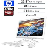 2018 Newest Flagship HP 23.8 AIO Full HD All-in-One Desktop, 8 GB DDR4 SDRAM, AMD A9-9400 Processor 2.4 GHz, 2TB HD, Windows 10 W/Optical Drive, Keyboard and Mouse (Snow White)