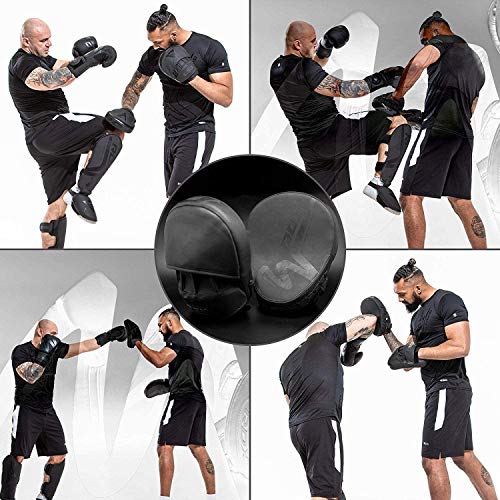 RDX Boxing Focus Mitts – Convex Curved Leather Pads With EVA Foam, Adjustable Strap For MMA, Muay Thai, Punching Training