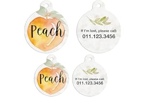 M&J Personlaized Circle Food Lost Pet Cat Dog ID Tag Collar Charm Custom Name Tag (Medium, Peach)