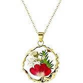 Elondra Birth Flower Necklace,1-12 Birth Month Flower Handmade Pendant Necklaces for Women Personalized Custom Floral Jewelry,Boho jewelry,Birthday Gift for Women Girls Best Friend