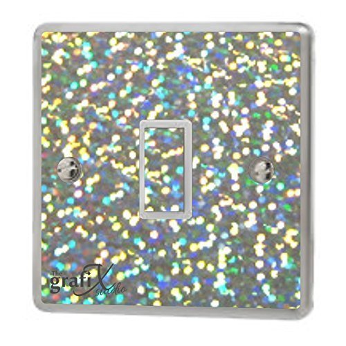 the grafix studioSilver Sequin Sparkle Light Switch Sticker Vinyl/Skin Cover
