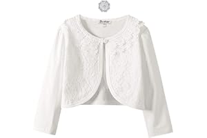 JXSTAR Girls Lace Bolero Shrugs Long Sleeve Cardigan Dress Cover Up Tops for Little Kid