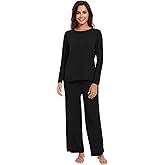 WiWi Womens Pajamas Set Viscose from Bamboo Long Raglan Sleeve Pajama Sets Pjs Soft Sleepwear S-XXL