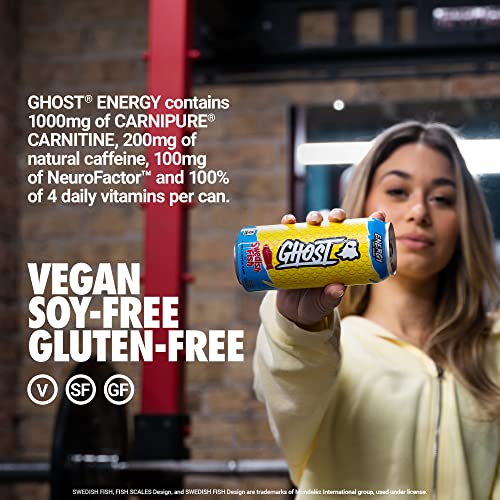 GHOST ENERGY SugarFree Energy Drink 12Pack, SWEDISH FISH, 16oz Cans