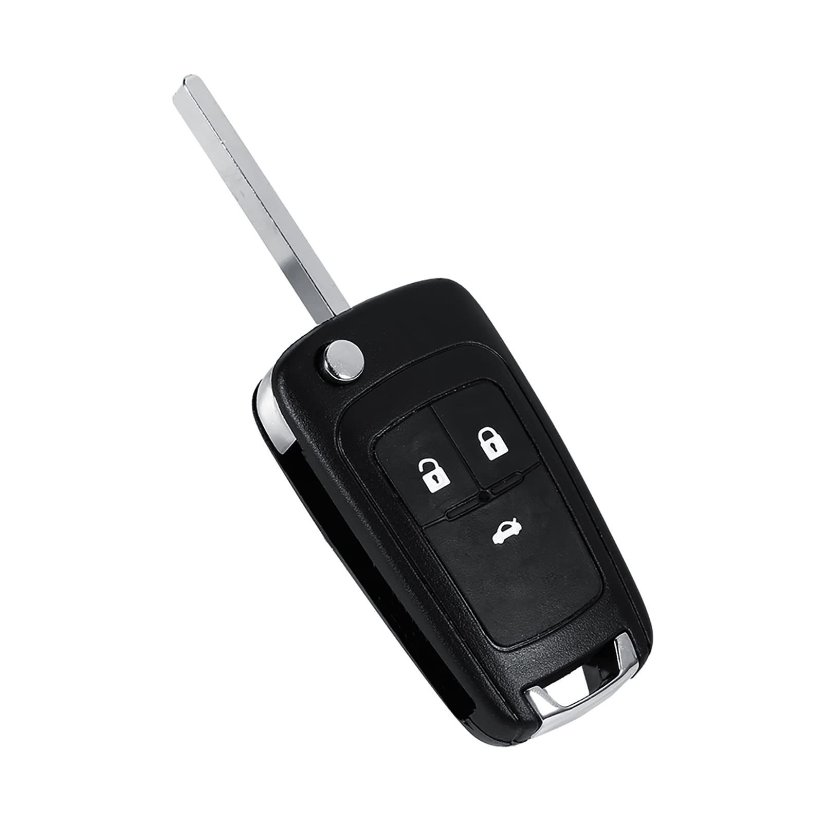 EVGATSAUTO 3 Buttons Key Fob, Key Fob Shell Case 3 Buttons Replacement Flip Folding Remote Car Key Fob with Folding Uncut Blade Work Replacement for Zafira Astra Insignia