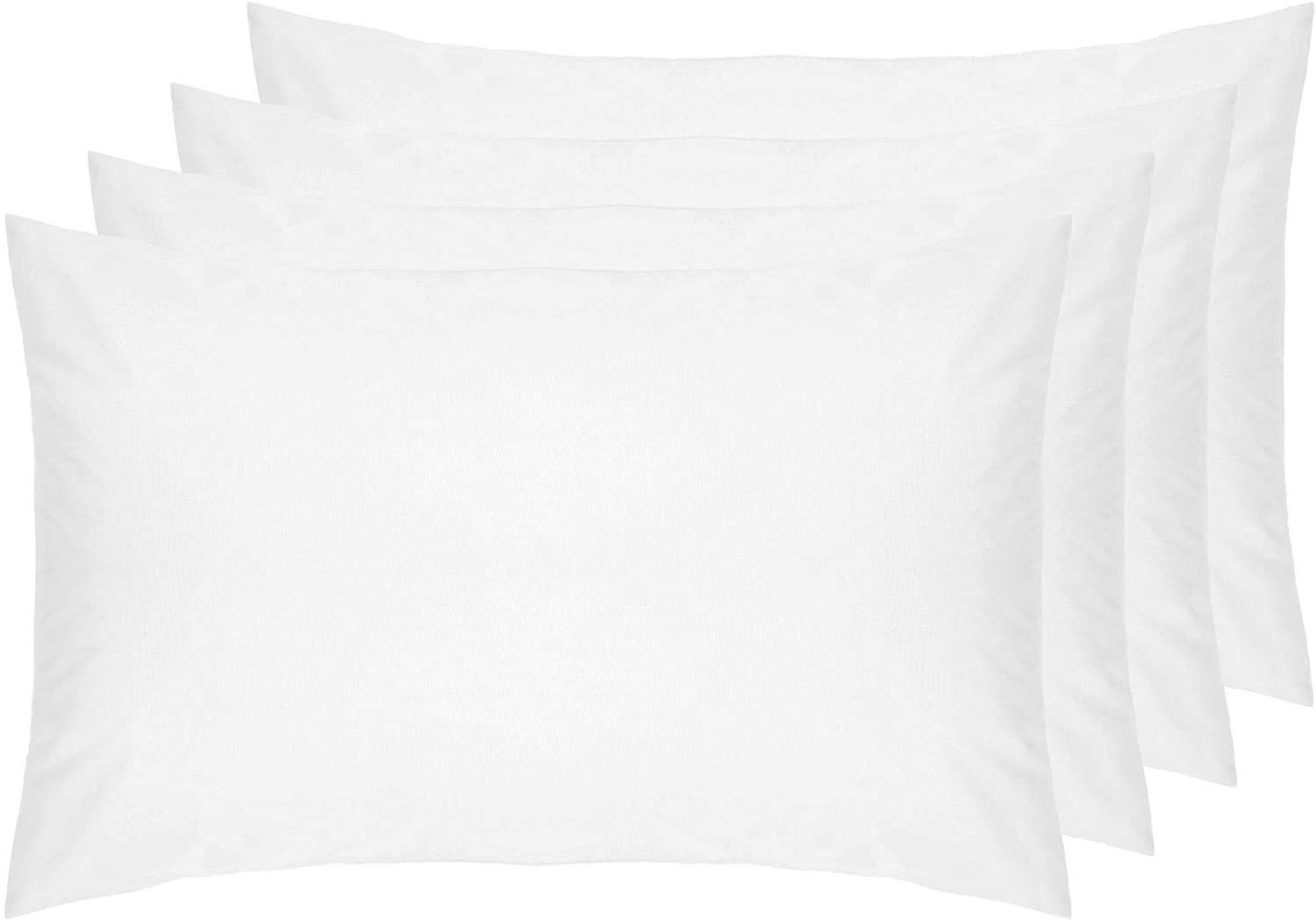DTEX HOMES Pillowcases Pack of 4 Ultra Soft Polycotton Envelope Closure Pillow covers (White-Housewife)