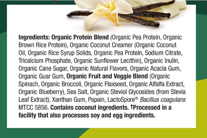 Purely Inspired Plant-Based Protein Powder for Men & Women, Creamy French Vanilla (16 Servings) - Vegan & Organic - 20g of Pea Protein Powder for Smoothies & Shakes - Dairy-Free, & Gluten-Free
