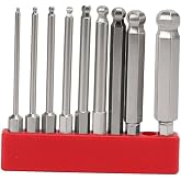 9-Piece Magnetic Ball Hex Screwdriver Bit Set, 75mm, 1/4 Inch Shank | Metal construction, 56-58 hardness, metric H1.5-H10 sizes, for drills and manual or electric screwdrivers, deck included