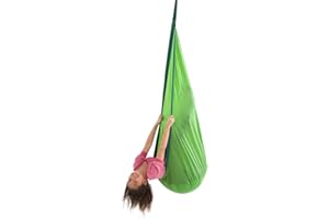 HEARTHSONG HugglePod Lite Indoor Outdoor Hanging Hammock Chair, Durable Lightweight Nylon with Reinforced Hanging Strap, Max Weight 175 LBS, 64 H x 24 W - Green