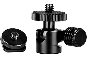 koolehaoda 1/4 Mini BallHead & Hot Shoe Mount Adapter for Camera Video Light Tripod Monopod (1/4 Ball Head)