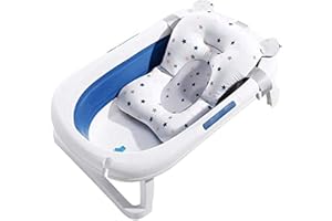GREUS Baby Bath Cushion Pad ONLY, Newborn Bath Bed Adjustable Baby Shower Mat Non-Slip Soft Padded Infant Bathtub Support Foldable Baby Bath Seat Back Pillow Infant Bather Floating Pad 0-12 M, NO Bathtub