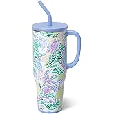 Swig Life 40oz Mega Mug, 40oz Tumbler with Handle and Straw, Extra Large Insulated Tumblers, Cup Holder Friendly Travel Mug (Sea Swirl)