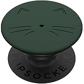 Black Cat Face Forrest Green PopSockets Adhesive PopGrip