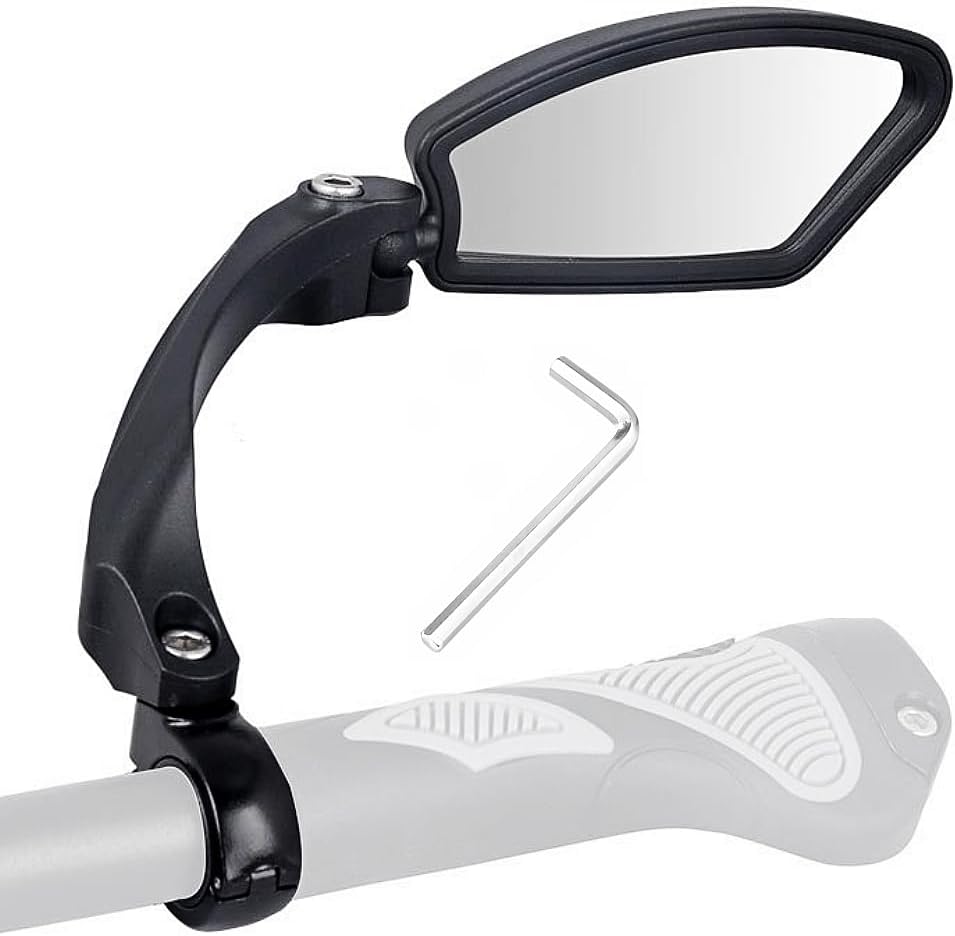 JZK Right Side Bike Mirror 360° Rotatable Stainless Lens 21–26mm Clamp