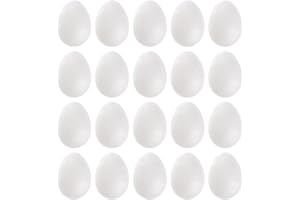 Magiclulu 50Pcs 1.37X1.18 Inch White Durafoam Eggs for Easter Crafts Diy Foam Egg Shape Decorations for Spring Holiday Projec